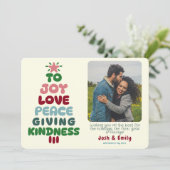 Joy Love Peace Tree Foto Feestdagenkaart (Staand voorkant)