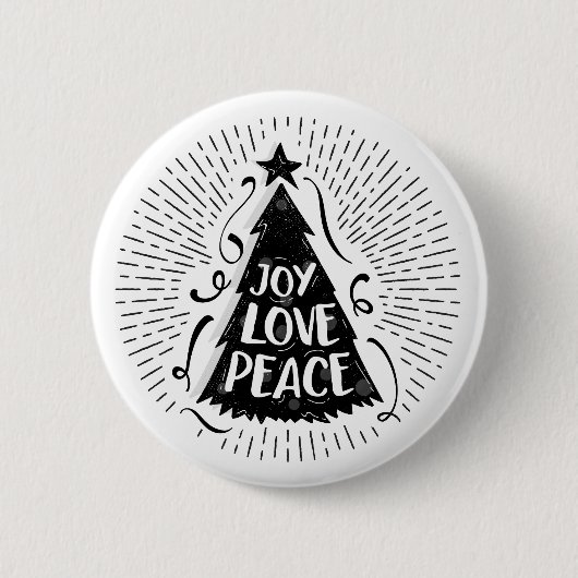 Joy Love Peace Vintage Kerstmis Button (Voorkant)