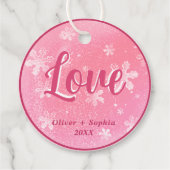 Joy Love Pink Snowflakes Kerstvakantie Custom Bedankjes Labels (Achterkant)
