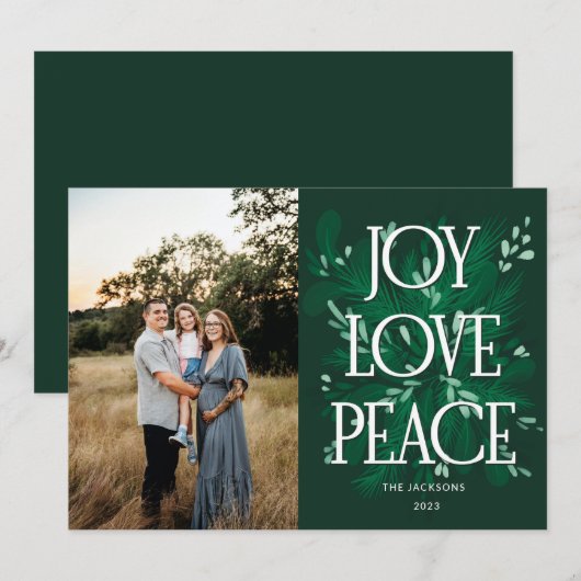 Joy Love Vrede Kerstmis Kaart (Voorkant / Achterkant)