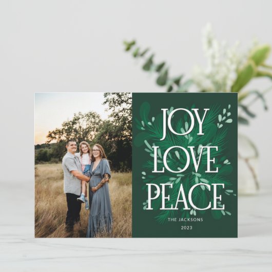 Joy Love Vrede Kerstmis Kaart (Staand voorkant)