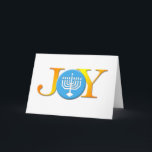 Joy Menorah Kaart<br><div class="desc">Vier de feestdagen dit jaar door deze Joy Menorah Holiday kaart uit te sturen. Het is ideaal voor het gecombineerde joodse / Christelijke huishouden. Geen enkel ander woord drukt de feestdagen uit zoals het woord Joy en de Menora is het volmaakte symbool voor deze tijd van het jaar.</div>