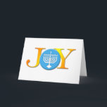 Joy Menorah Kaart<br><div class="desc">Vier de feestdagen dit jaar door deze Joy Menorah Holiday kaart uit te sturen. Het is ideaal voor het gecombineerde joodse / Christelijke huishouden. Geen enkel ander woord drukt de feestdagen uit zoals het woord Joy en de Menora is het volmaakte symbool voor deze tijd van het jaar.</div>
