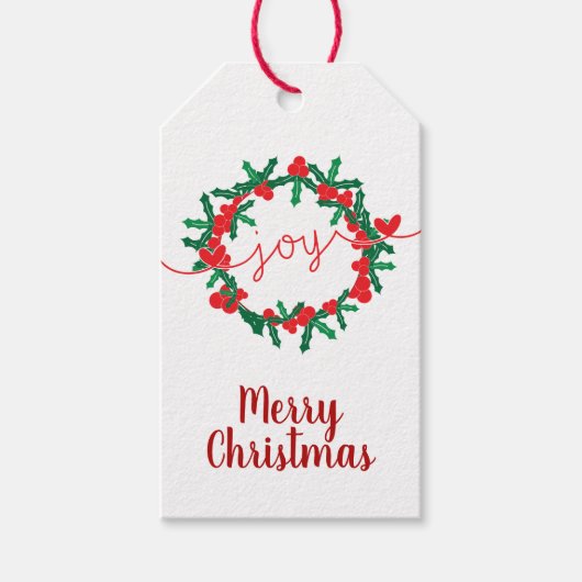 Joy & Merry Christmas Gift Label Cadeaulabel (Voorkant)