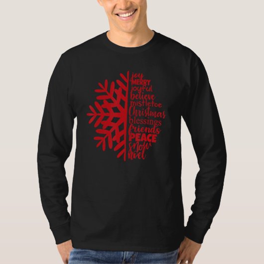 Joy Merry Joyful Believe Christmas Blessing Snowfl T-shirt (Voorkant)