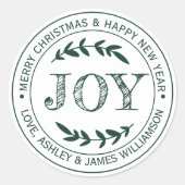 JOY Merry kerstbericht cadeaulabel Ronde Sticker (Voorkant)