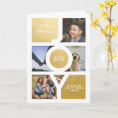 Joy Merry kerstfoto Persoonlijk Faux Gold Kaart (Gele Bloem)