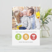 Joy Merry-kerstfotokaart Red Green Feestdagenkaart (Staand voorkant)