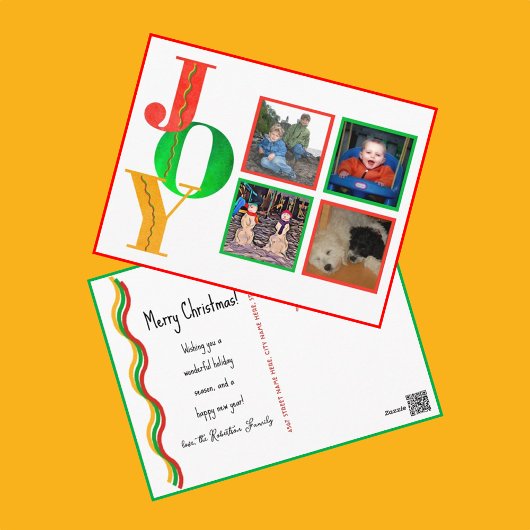 JOY Merry kerstHappy Nieuwjaarsfoto Briefkaart