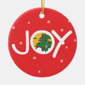 Joy - Merry Kerstround Red Ornament (Voorkant)