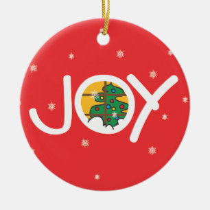 Joy - Merry Kerstround Red Ornament