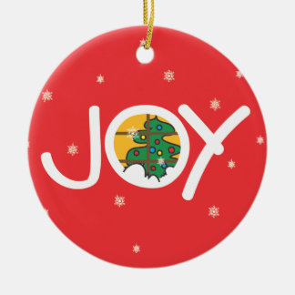 Joy - Merry Kerstround Red Ornament