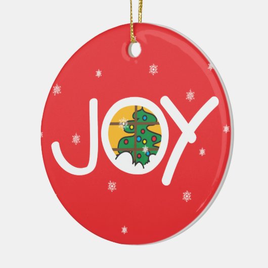 Joy - Merry Kerstround Red Ornament (Links)