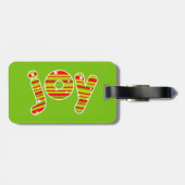 JOY met Kerstmis, rode en groene strepen Bagagelabel (Achterkant horizontaal)