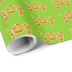 JOY met Kerstmis, rode en groene strepen Cadeaupapier