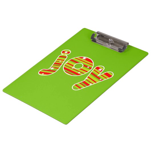 JOY met Kerstmis, rode en groene strepen Klembord (Gekanteld)