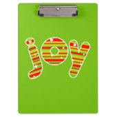 JOY met Kerstmis, rode en groene strepen Klembord (Voorkant)