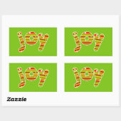 JOY met Kerstmis, rode en groene strepen Rechthoekige Sticker (Vel)