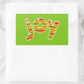 JOY met Kerstmis, rode en groene strepen Rechthoekige Sticker (Tas)