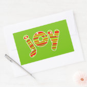JOY met Kerstmis, rode en groene strepen Rechthoekige Sticker (Envelop)