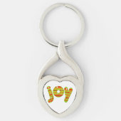 JOY met Kerstmis, rode en groene strepen Sleutelhanger (Voorkant)