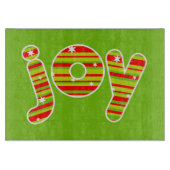 JOY met Kerstmis, rode en groene strepen Snijplank (Voorkant)