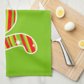 JOY met Kerstmis, rode en groene strepen Theedoek (Quarter Fold)