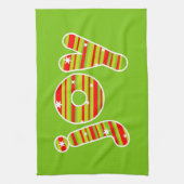 JOY met Kerstmis, rode en groene strepen Theedoek (Verticaal)