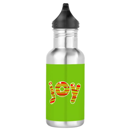 JOY met Kerstmis, rode en groene strepen Waterfles (Rechts)