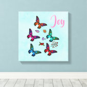 Joy met Little Butterflies Illustratie Canvas Afdruk (Insitu (Houten vloer))