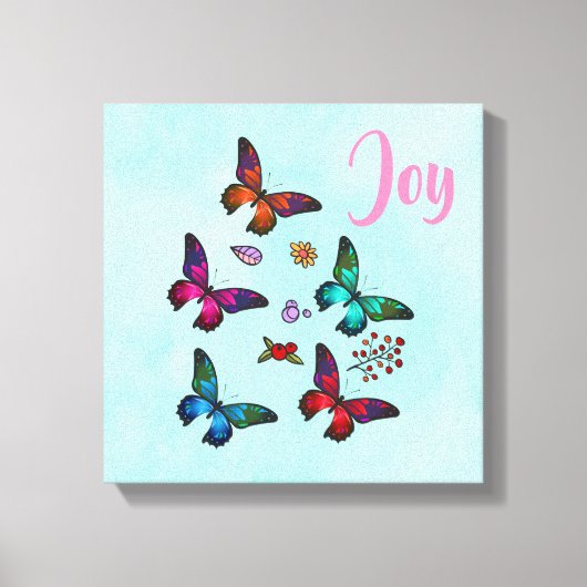 Joy met Little Butterflies Illustratie Canvas Afdruk (Voorkant)