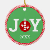 JOY met Stripe Background Chiropractic Kerstmis Keramisch Ornament (Voorkant)