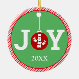 JOY met Stripe Background Chiropractic Kerstmis Keramisch Ornament