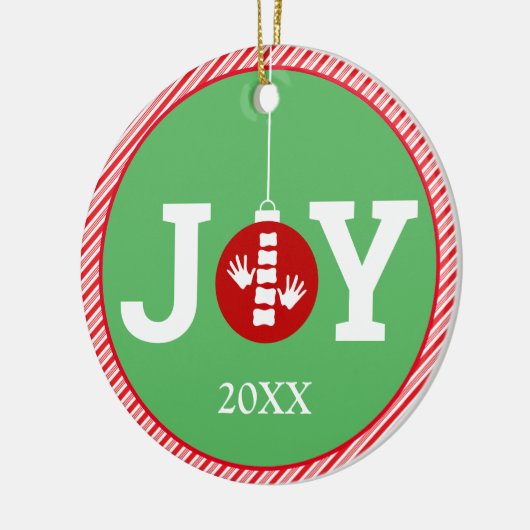 JOY met Stripe Background Chiropractic Kerstmis Keramisch Ornament (Links)