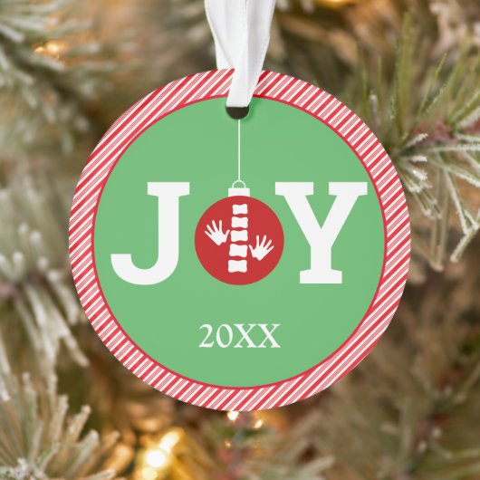 JOY met Stripe Background Chiropractic Kerstmis Ornament (Boom)