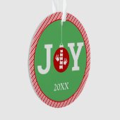 JOY met Stripe Background Chiropractic Kerstmis Ornament (voorkant)
