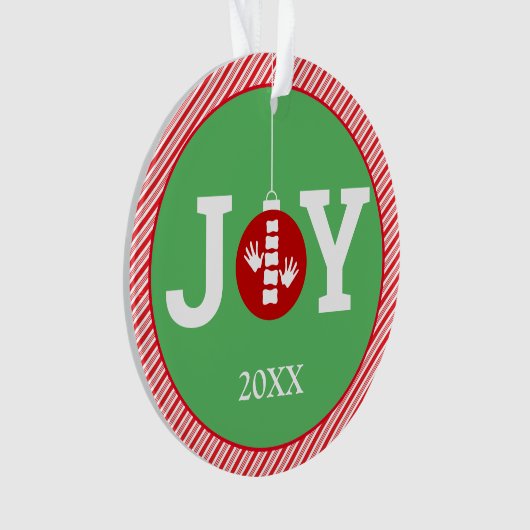 JOY met Stripe Background Chiropractic Kerstmis Ornament (voorkant)
