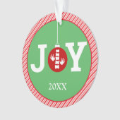JOY met Stripe Background Chiropractic Kerstmis Ornament (voorkant)