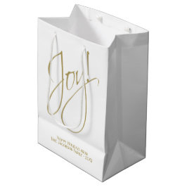 Joy! Minimale Gold- en witte legante feestdag Medium Cadeauzakje