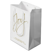 Joy! Minimale Gold- en witte legante feestdag Medium Cadeauzakje (Achterkant Gekanteld)