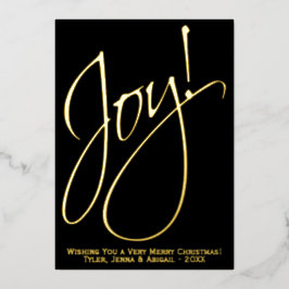Joy! Minimale Gold- en zwarte foto met Kerstmis Folie Feestdagenkaart