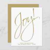 Joy! Minimale Gold & White BUDGET-feestkaart (Voorkant / Achterkant)