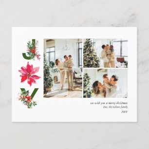 Joy Minimalist 3 Photo Collage Holiday Briefkaart