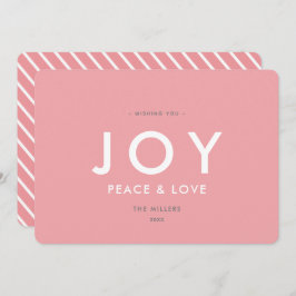 JOY Minimalist Modern Pink Christmas Kaart