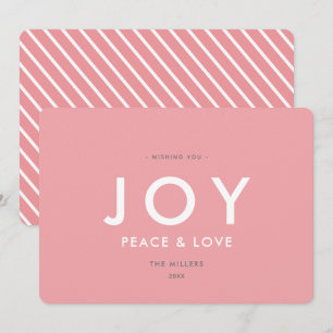 JOY minimalist Modern Roze kerstkaart Kaart