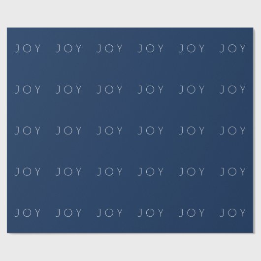 Joy Minimalist Navy Blue Typography Pattern Cadeaupapier (Vlak)