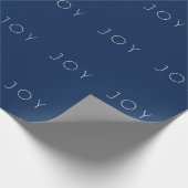 Joy Minimalist Navy Blue Typography Pattern Cadeaupapier (Hoek)