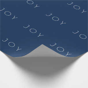 Joy Minimalist Navy Blue Typography Pattern Cadeaupapier