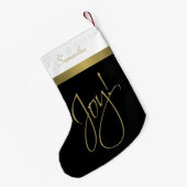Joy! Minimalistisch, geavanceerd Gold Black & Whit Kleine Kerstsok (Achterkant (Hangend))
