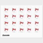 Joy minimalistische rood-witte vakantie vierkante sticker (Vel)